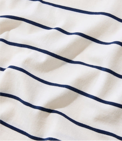 L.L.Bean Women's Soft Stretch Supima-Blend Tee, Scoopneck Short-Sleeve Stripe Sailcloth/Classic Navy