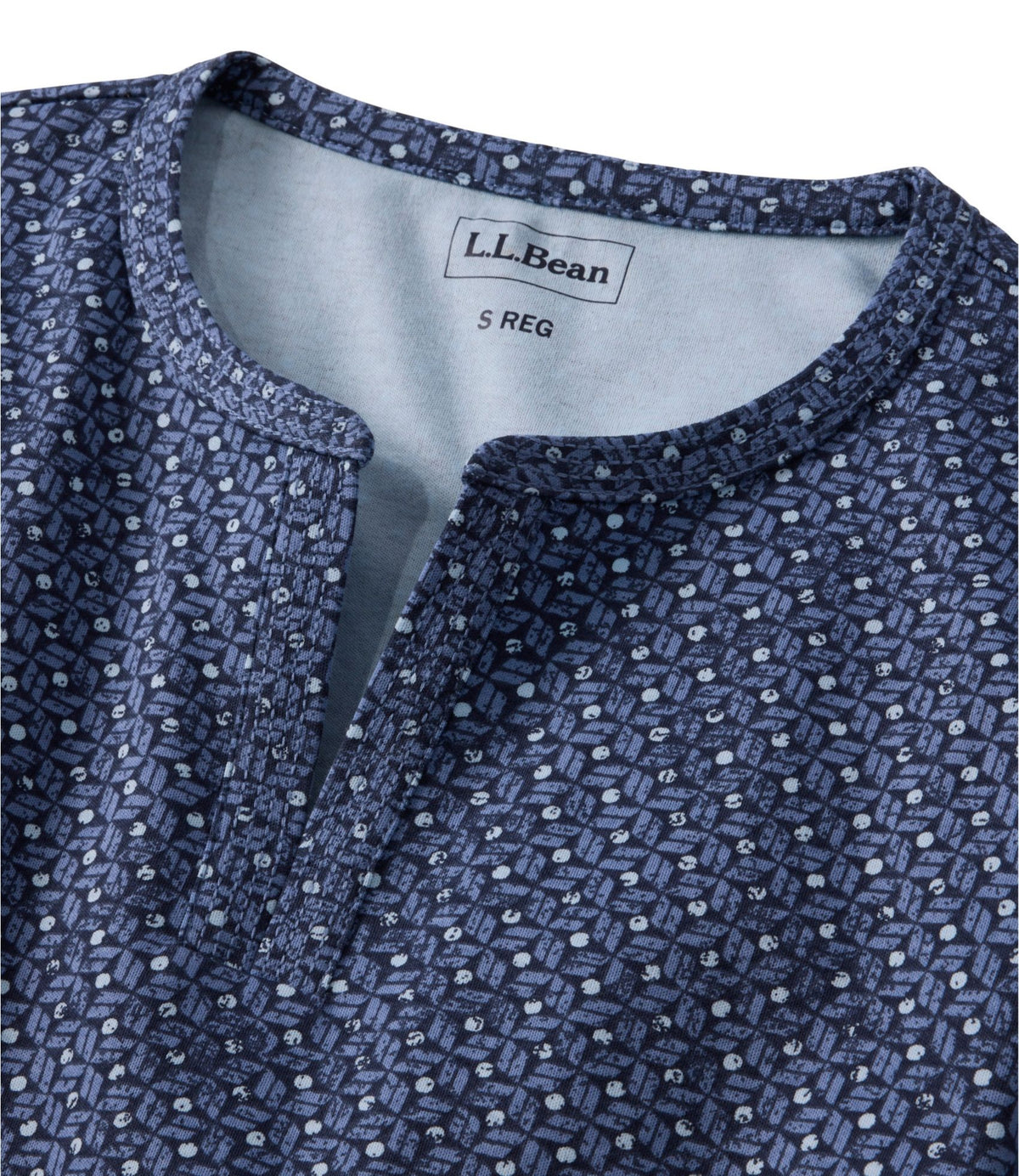 L.L.Bean Women's L.L.Bean Tee, Three-Quarter-Sleeve Splitneck Tunic Print Deep Lake Diamond Dot