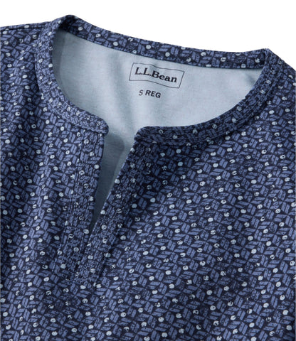 L.L.Bean Women's L.L.Bean Tee, Three-Quarter-Sleeve Splitneck Tunic Print Deep Lake Diamond Dot