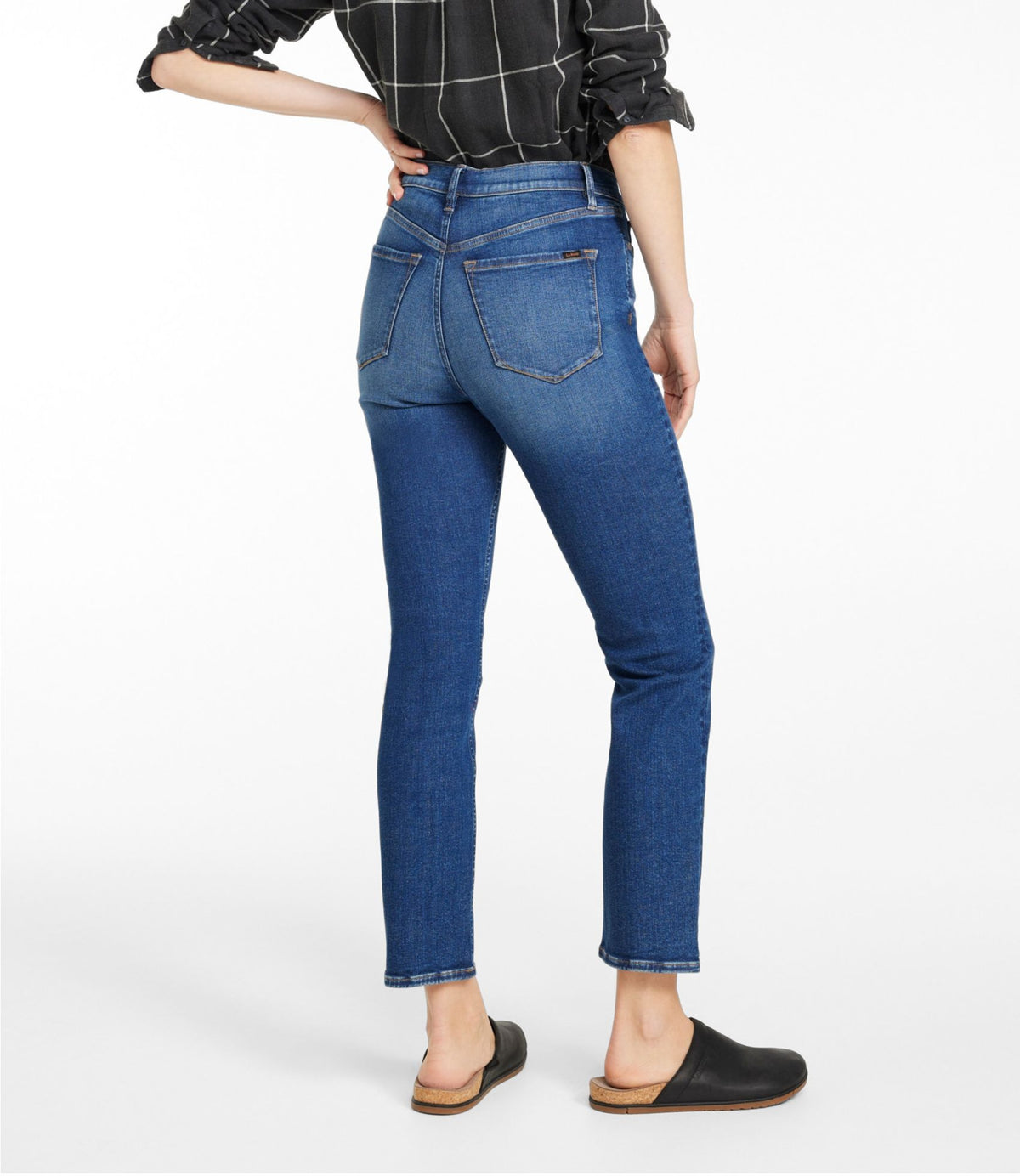 L.L.Bean Women's Signature Super Stretch Jeans, High-Rise Skinny-Leg Ankle Authentic Blue