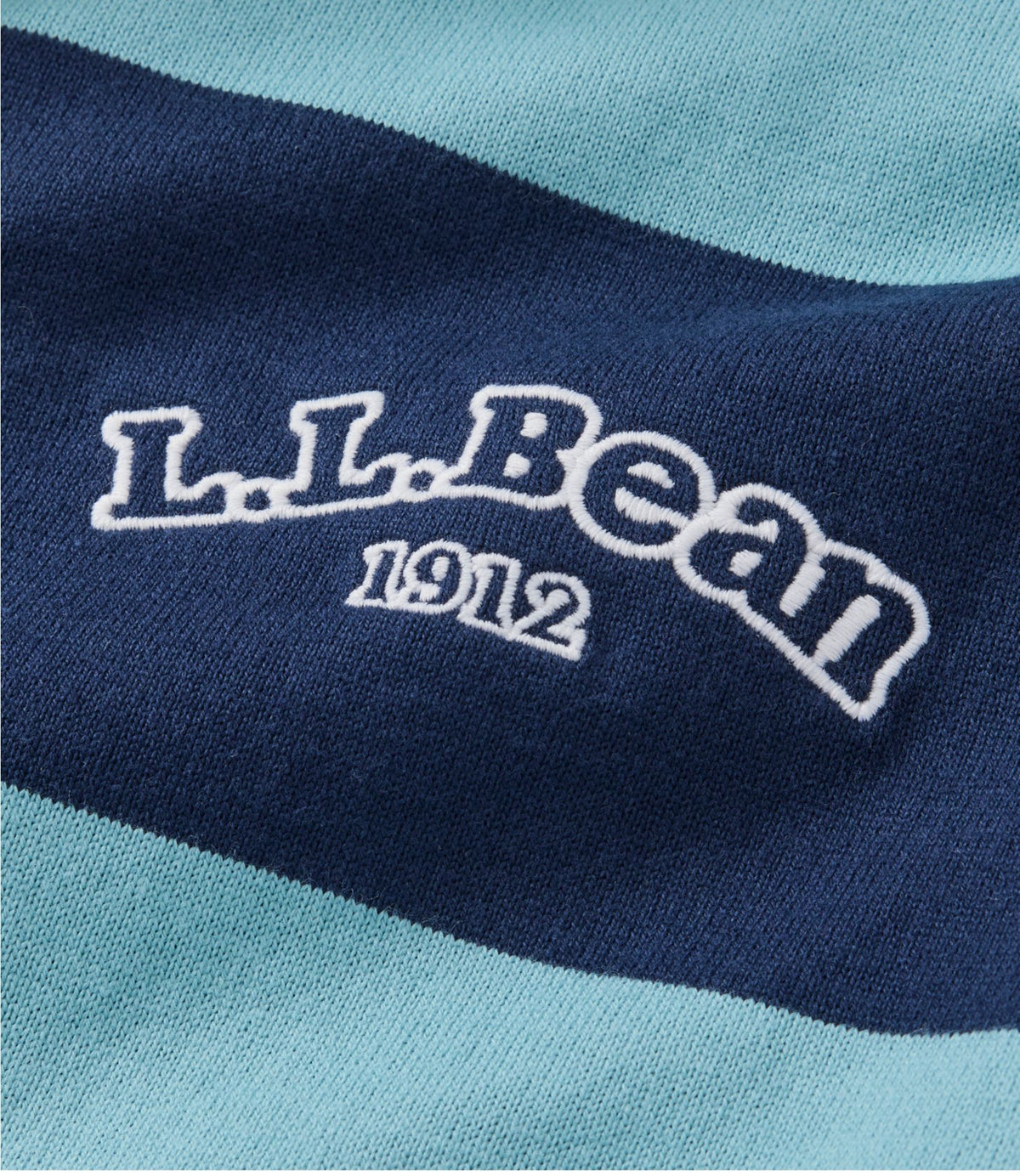 L.L.Bean Men's Bean's Vintage Soft Rugby, Stripe Embroidered Silver Blue/Classic Navy