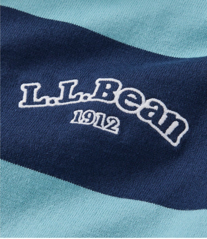 L.L.Bean Men's Bean's Vintage Soft Rugby, Stripe Embroidered Silver Blue/Classic Navy