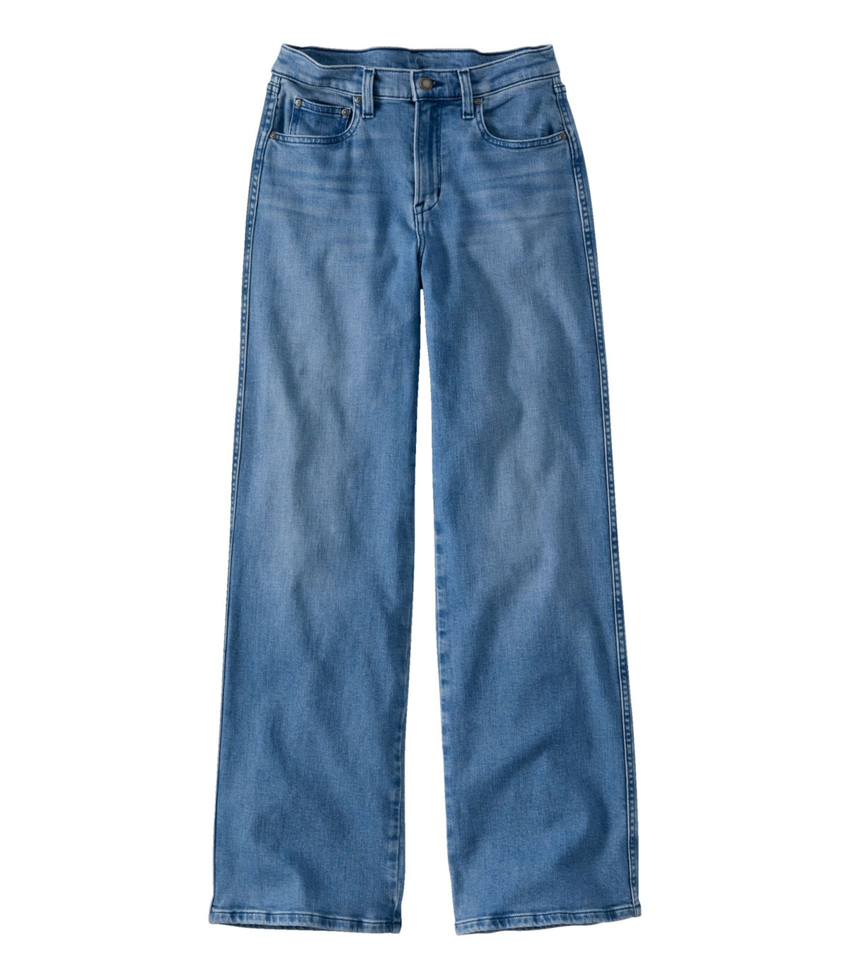 L.L.Bean Women's L.L.Bean Everyday Stretch Jeans, High-Rise Relaxed Wide-Leg