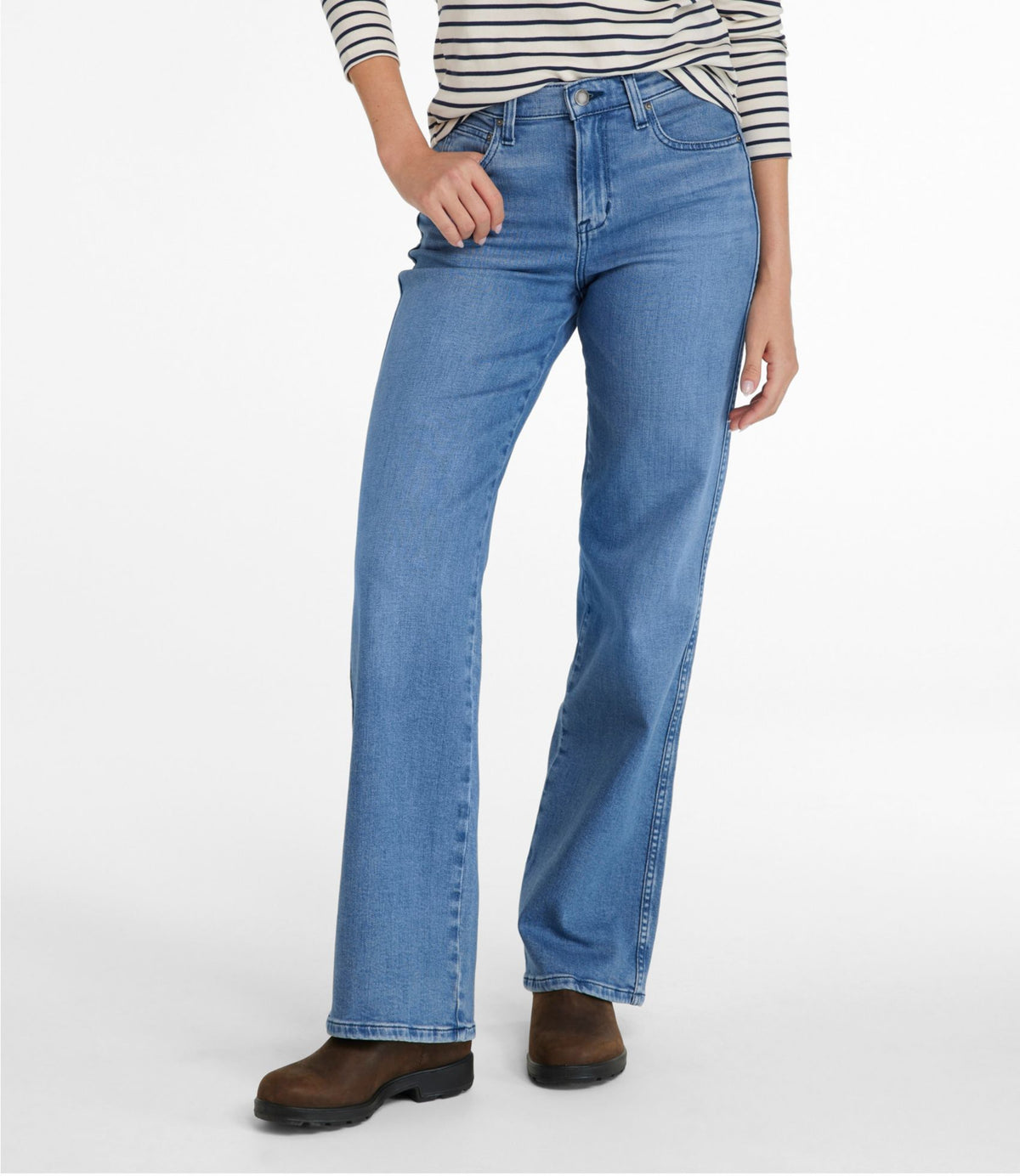 L.L.Bean Women's L.L.Bean Everyday Stretch Jeans, High-Rise Relaxed Wide-Leg