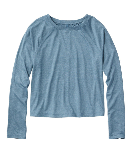 L.L.Bean Women's Movement Essential Tee, Long-Sleeve Cropped Iron Blue