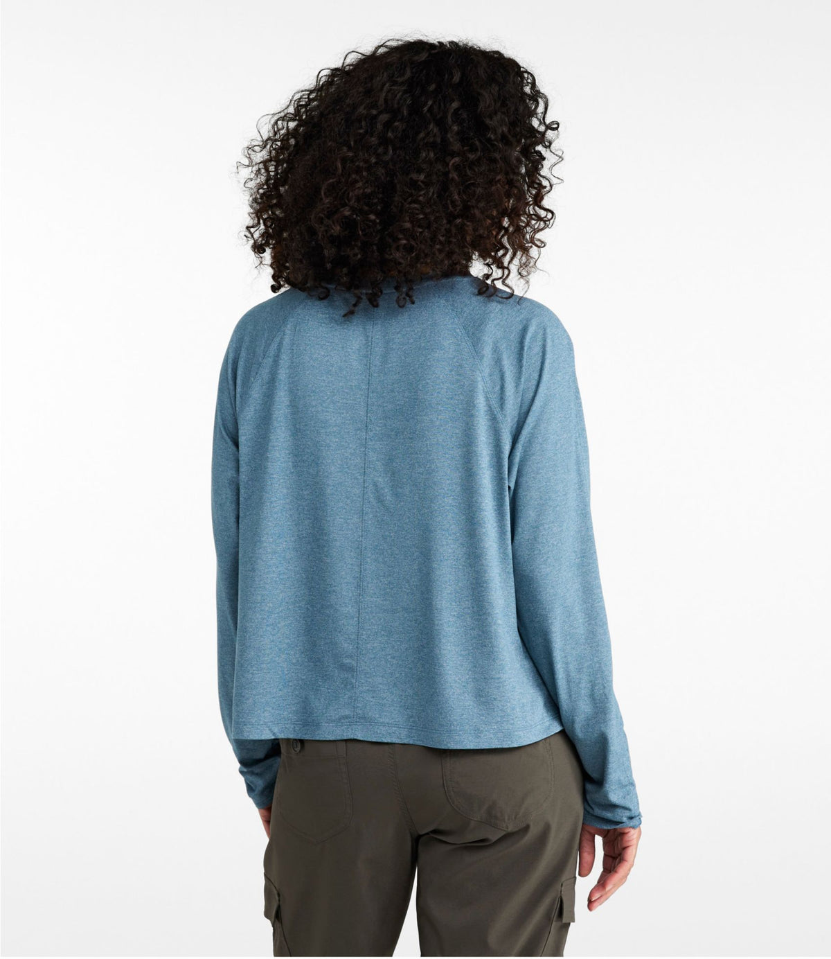 L.L.Bean Women's Movement Essential Tee, Long-Sleeve Cropped Iron Blue