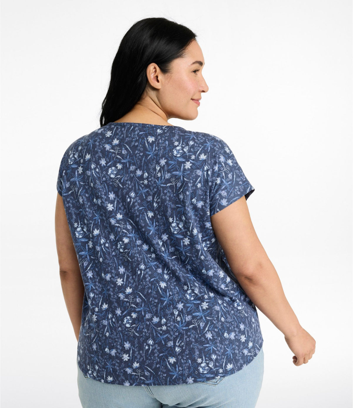 L.L.Bean Women's Lakeside Linen/Cotton Tee, Short-Sleeve Scoopneck Print