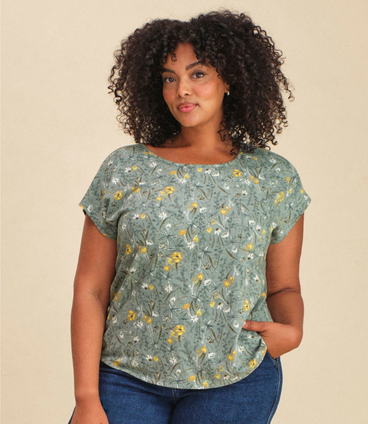 L.L.Bean Women's Lakeside Linen/Cotton Tee, Short-Sleeve Scoopneck Print