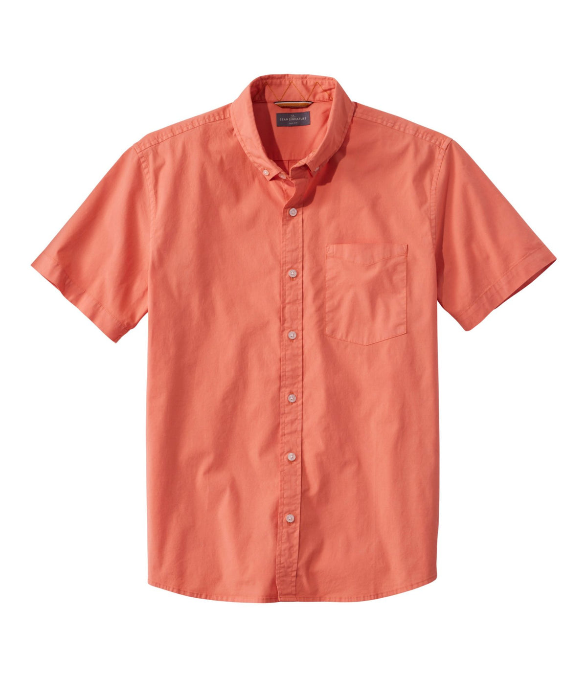 L.L.Bean Men's Signature Stretch Poplin Shirt, Short-Sleeve, Slim Fit Faded Orange