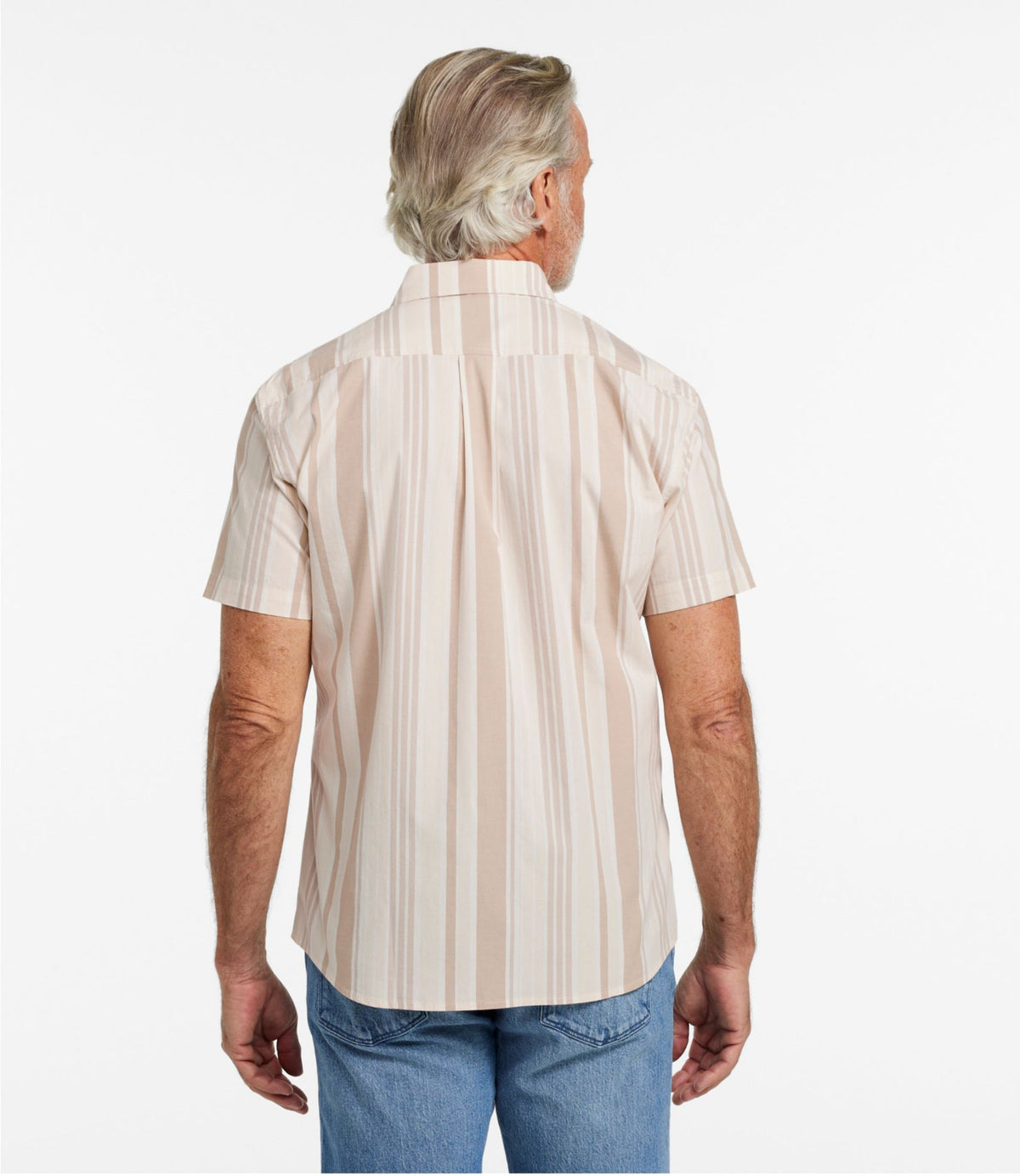 L.L.Bean Men's Signature Stretch Poplin Shirt, Short-Sleeve, Slim Fit Faded Orange