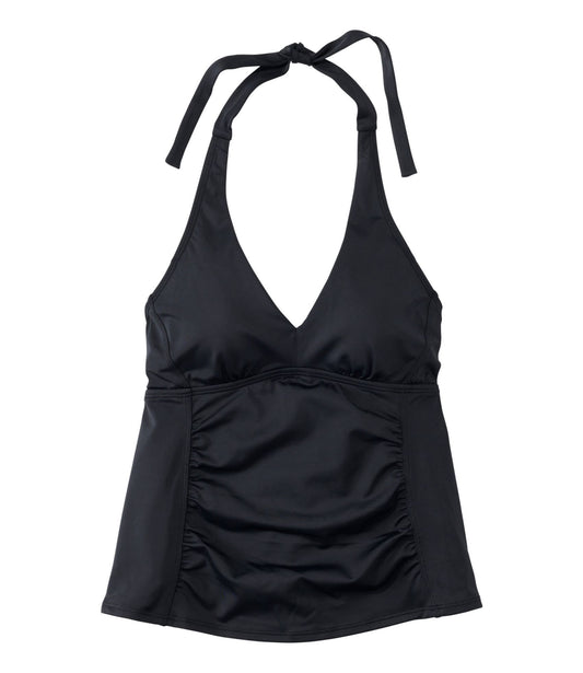 L.L.Bean Women's BeanSport Swimwear, Halter Tankini Top Black
