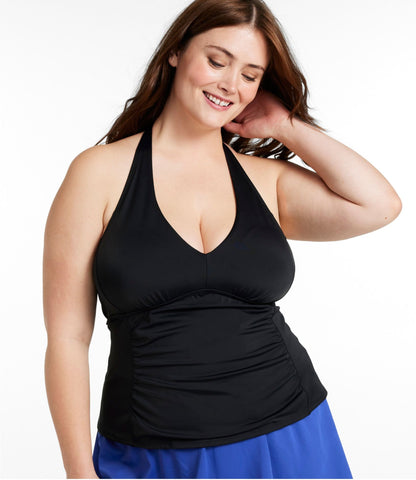 L.L.Bean Women's BeanSport Swimwear, Halter Tankini Top Black