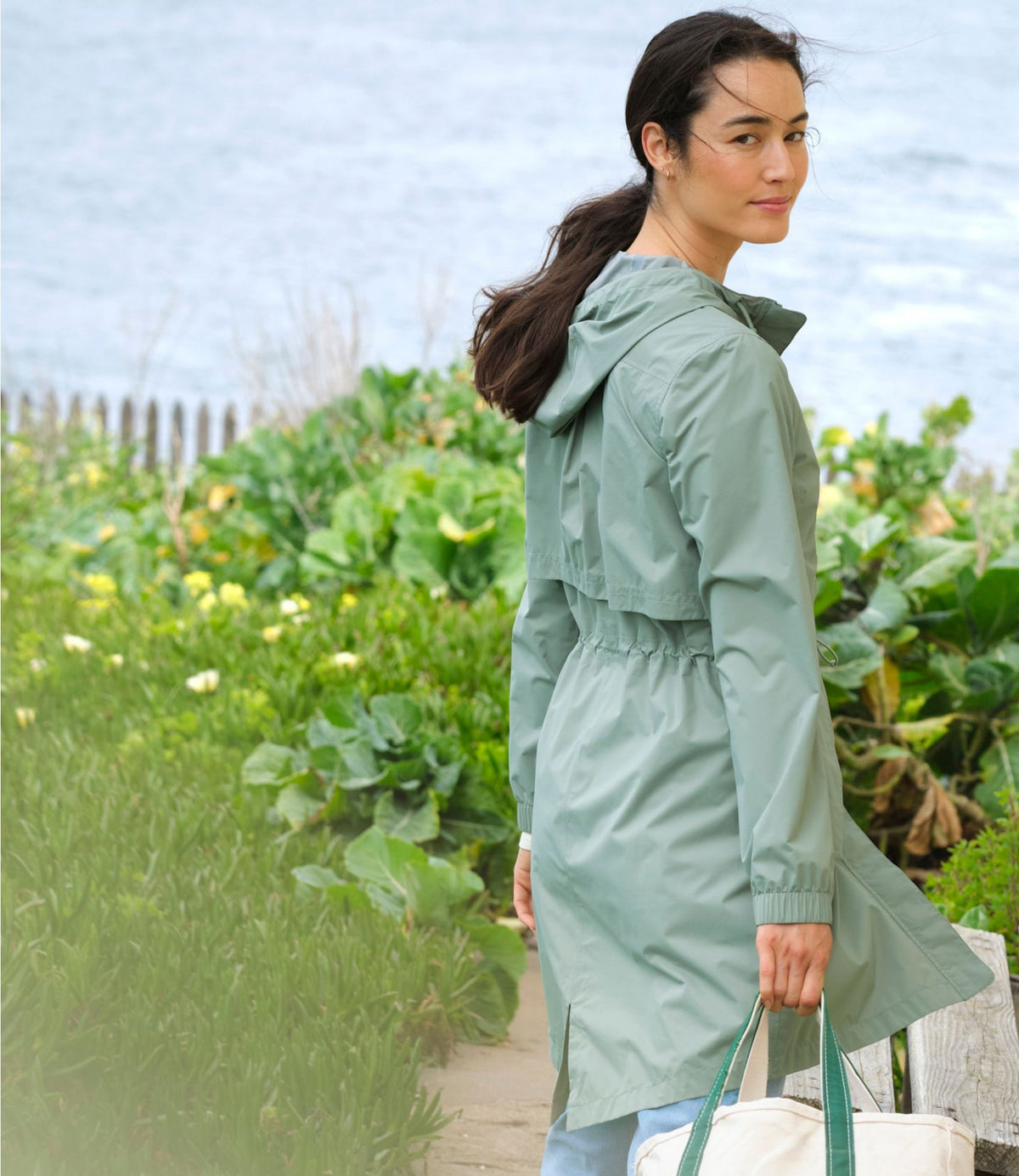 L.L.Bean Women's Wharf Street Raincoat Faded Sage