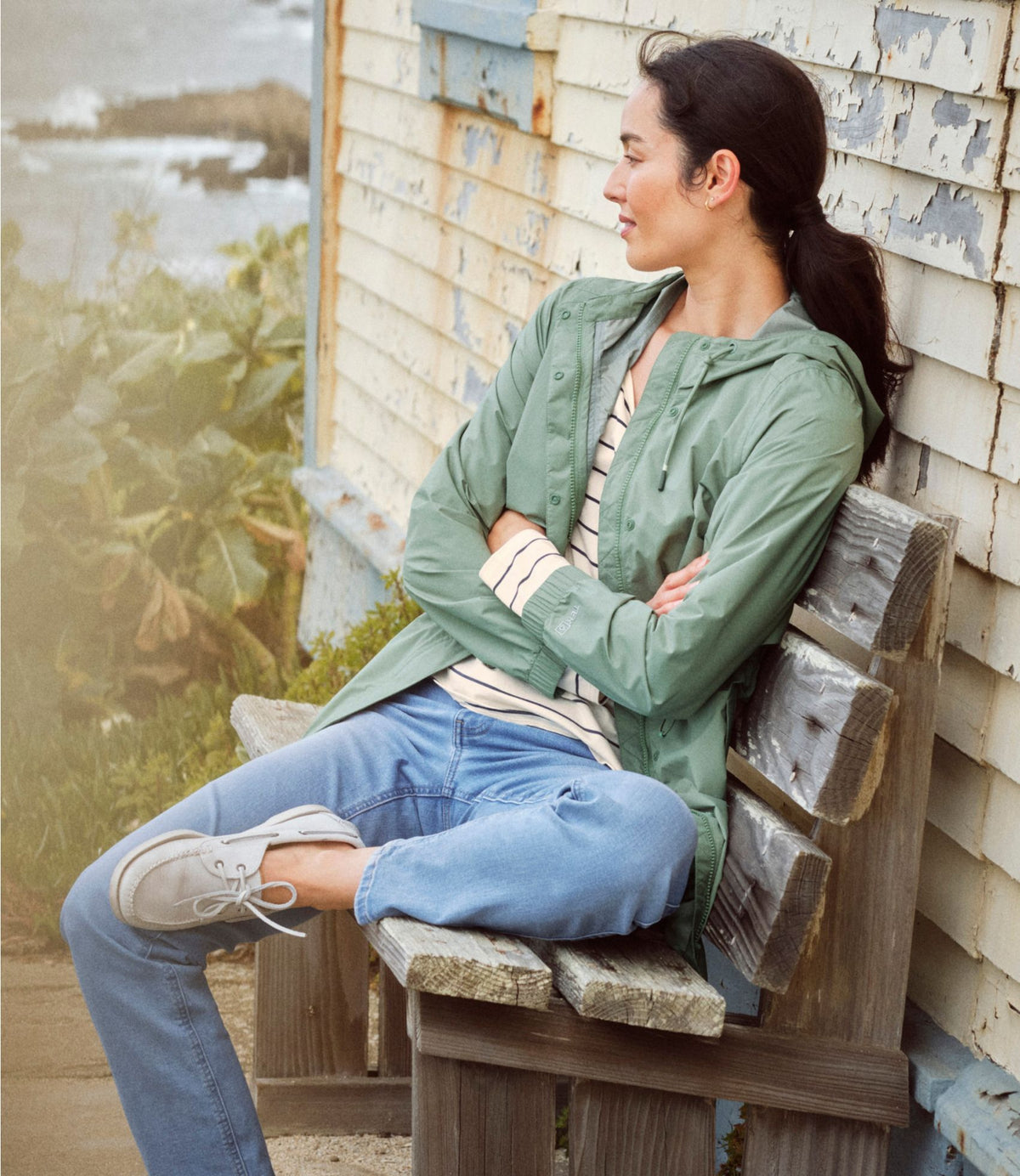 L.L.Bean Women's Wharf Street Raincoat Faded Sage
