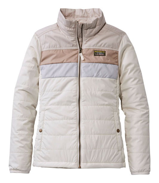 L.L.Bean Women's Mountain Classic Puffer Jacket, Colorblock Shore/Paperwhite