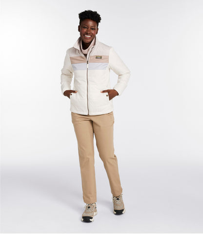 L.L.Bean Women's Mountain Classic Puffer Jacket, Colorblock Shore/Paperwhite