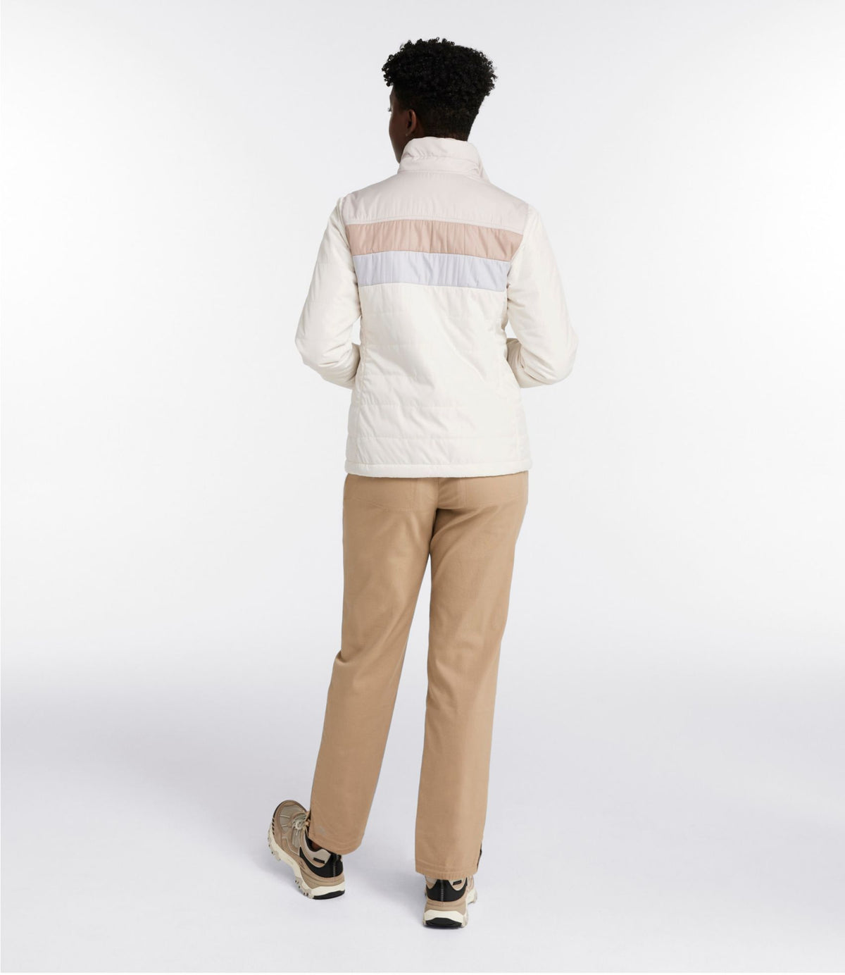 L.L.Bean Women's Mountain Classic Puffer Jacket, Colorblock Shore/Paperwhite