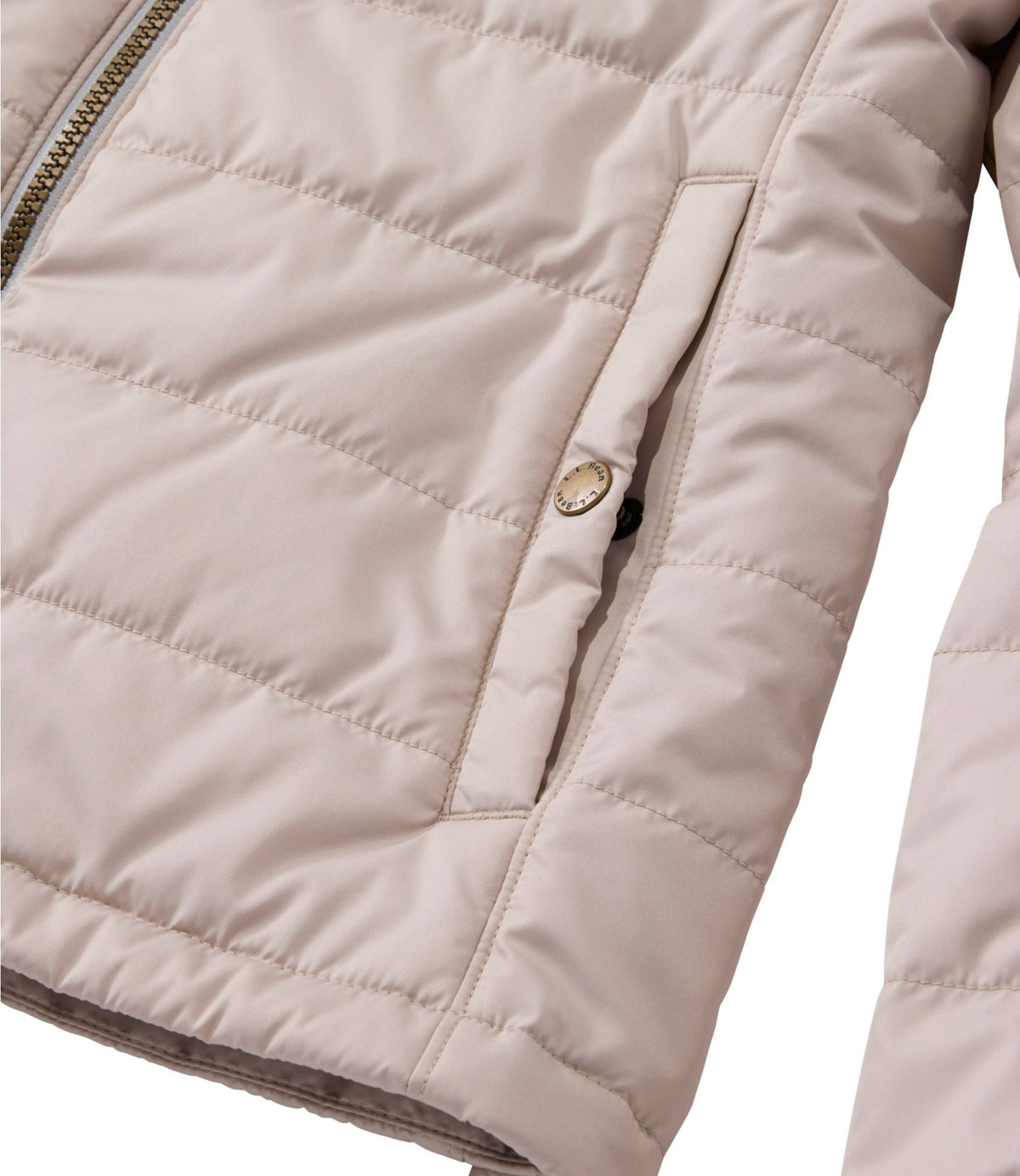 L.L.Bean Women's Mountain Classic Puffer Jacket, Colorblock Shore/Paperwhite