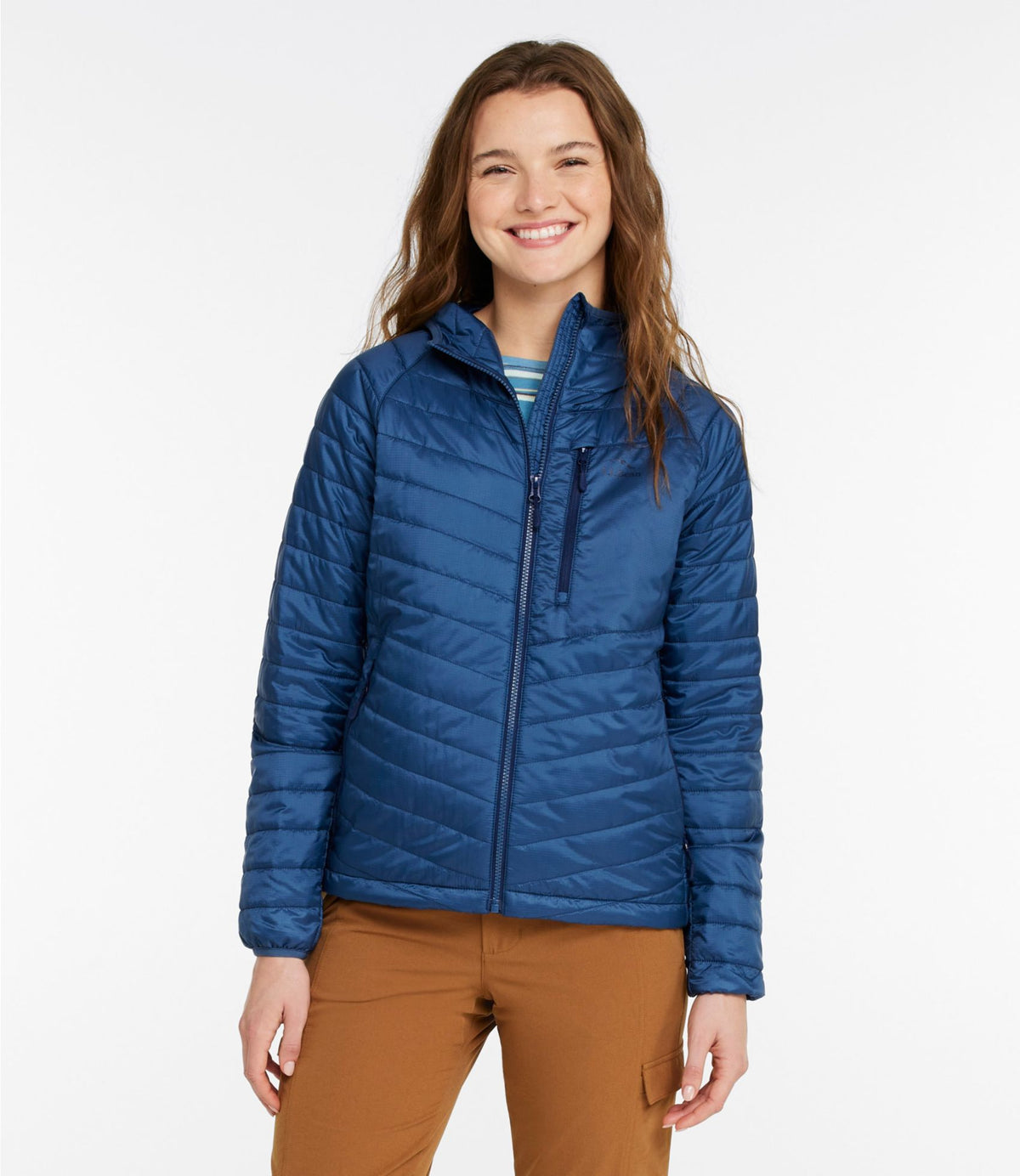 L.L.Bean Women's PrimaLoft Packaway Hooded Jacket Bright Mariner