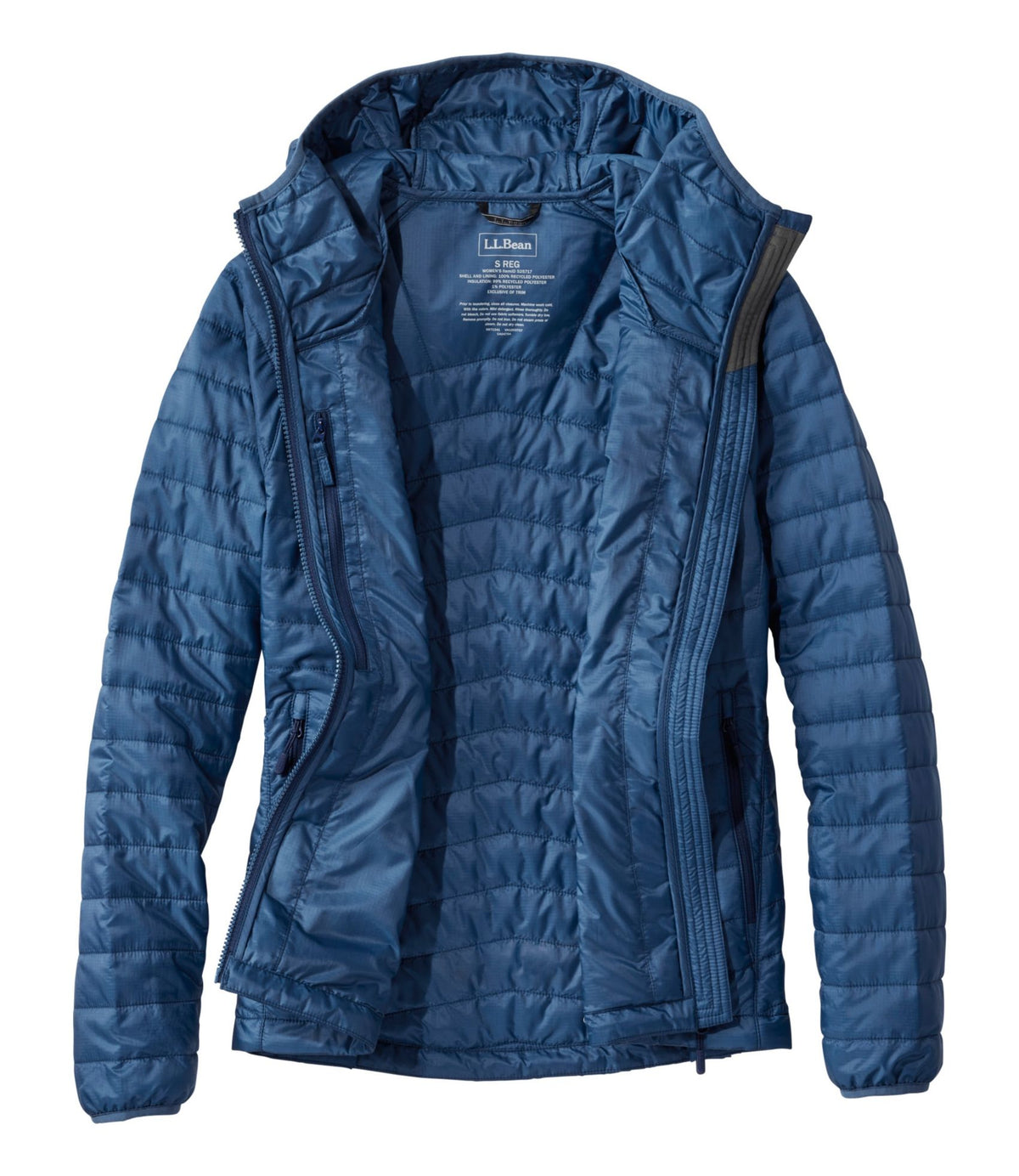L.L.Bean Women's PrimaLoft Packaway Hooded Jacket Bright Mariner