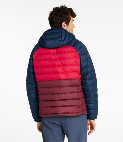 L.L.Bean Men's Bean's Down Hooded Jacket, Colorblock Burgundy/Nautical Navy