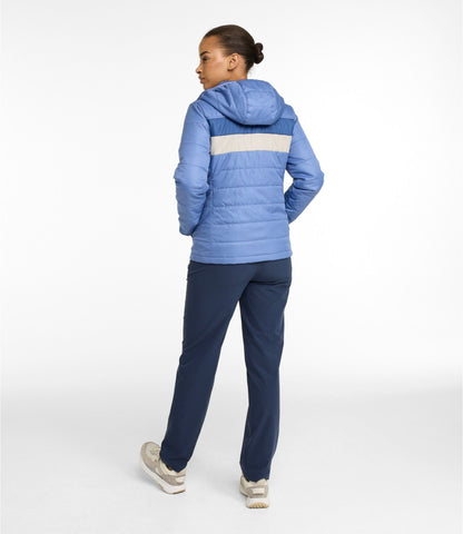L.L.Bean Women's Mountain Classic Puffer Hooded Jacket, Colorblock Deep Lake/Deep Blue