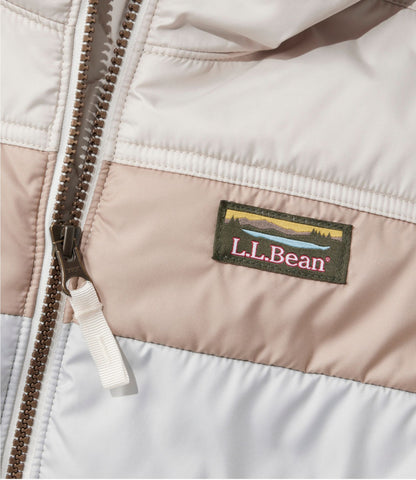 L.L.Bean Women's Mountain Classic Puffer Hooded Jacket, Colorblock Deep Lake/Deep Blue