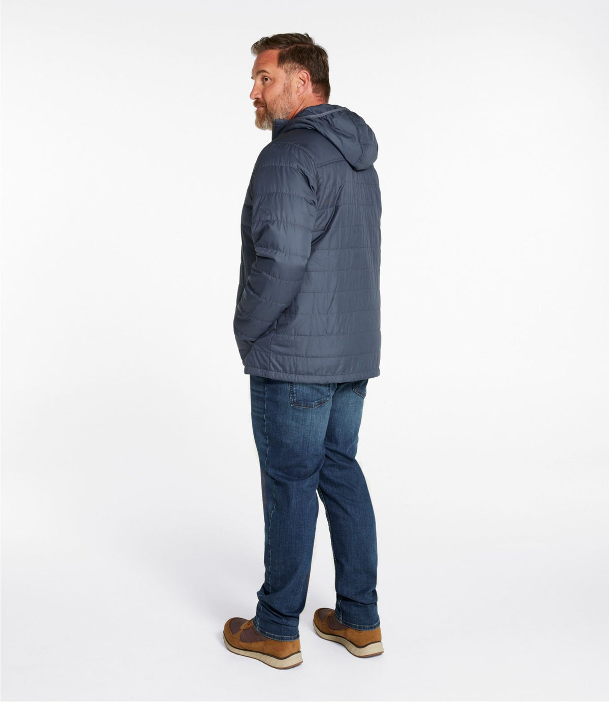 L.L.Bean Men's Mountain Classic Puffer Hooded Jacket Gunmetal Gray