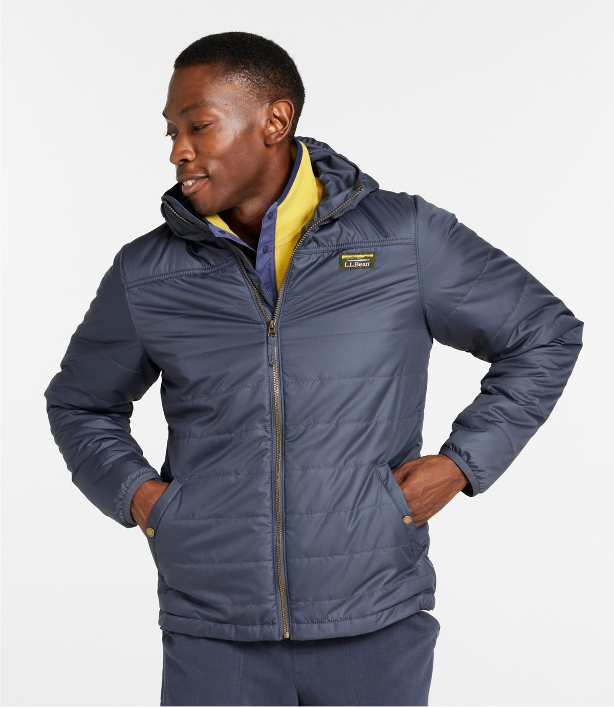 L.L.Bean Men's Mountain Classic Puffer Hooded Jacket Gunmetal Gray