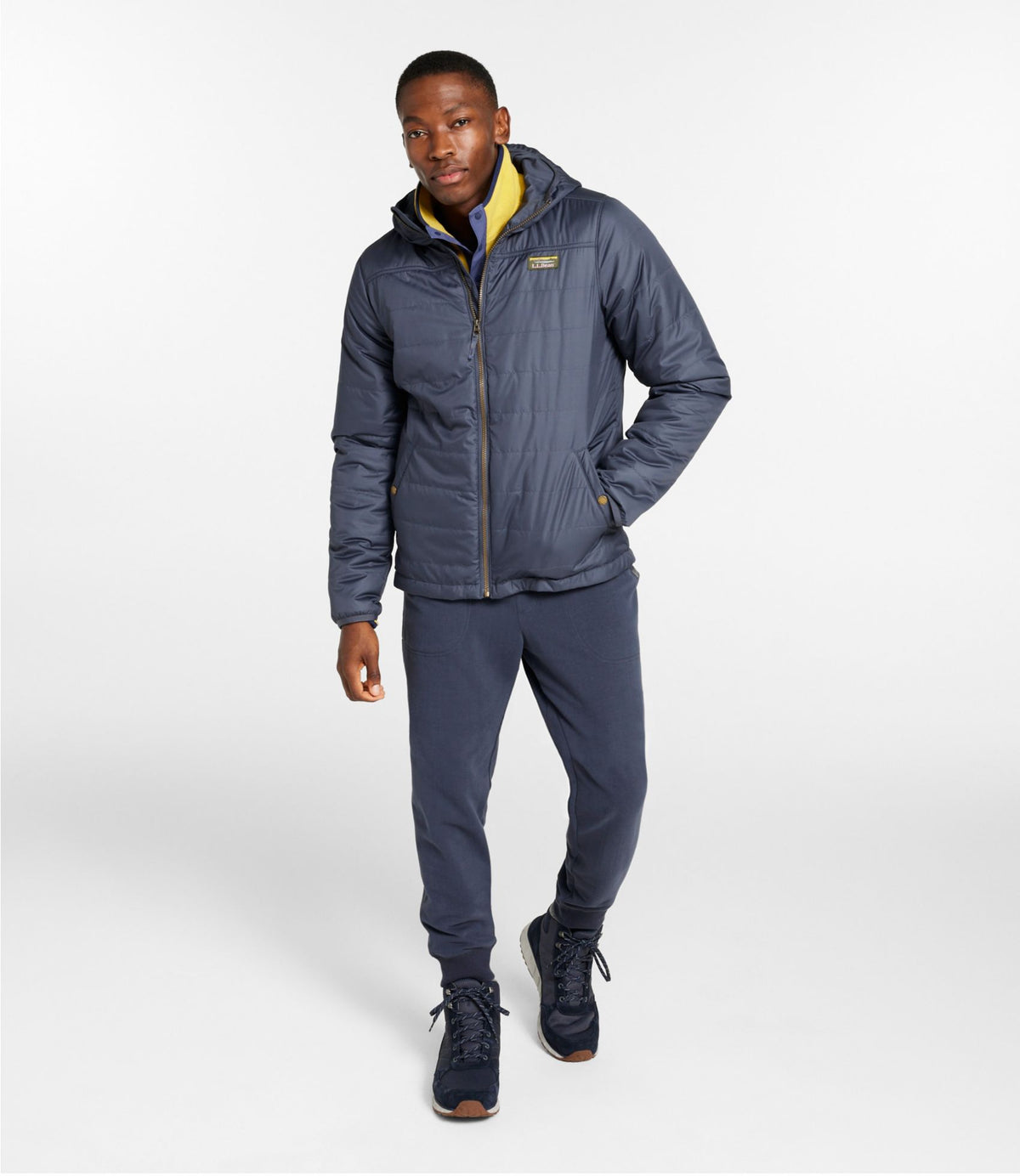 L.L.Bean Men's Mountain Classic Puffer Hooded Jacket Gunmetal Gray