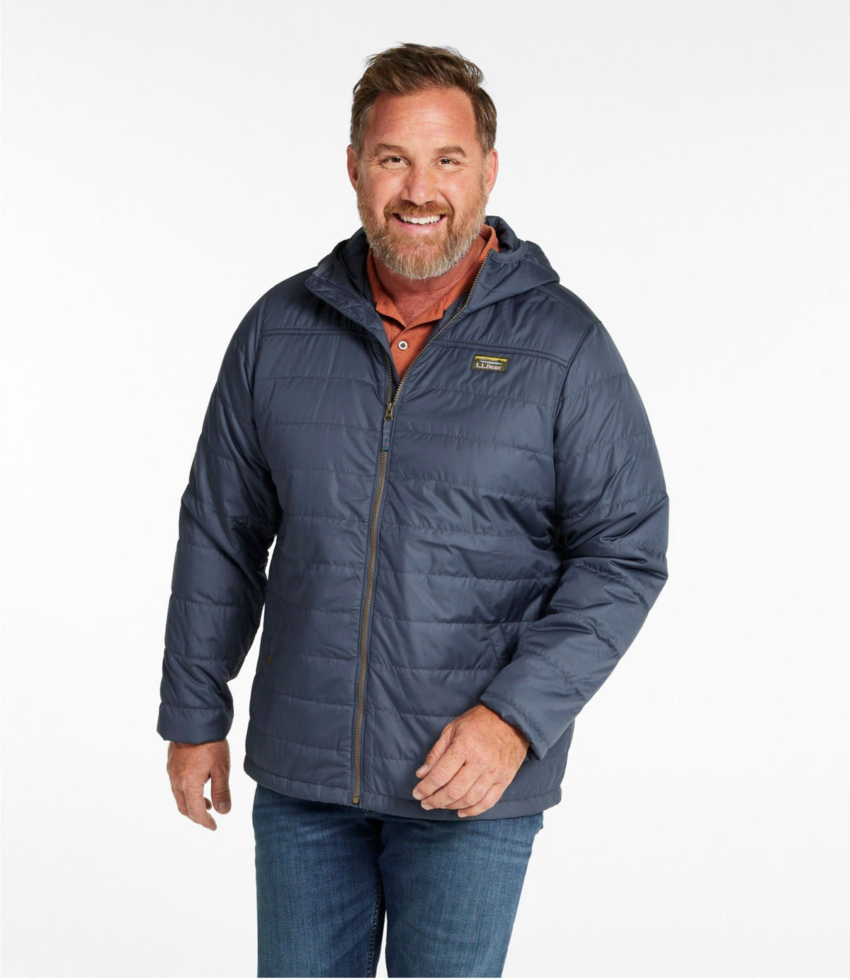 L.L.Bean Men's Mountain Classic Puffer Hooded Jacket Gunmetal Gray