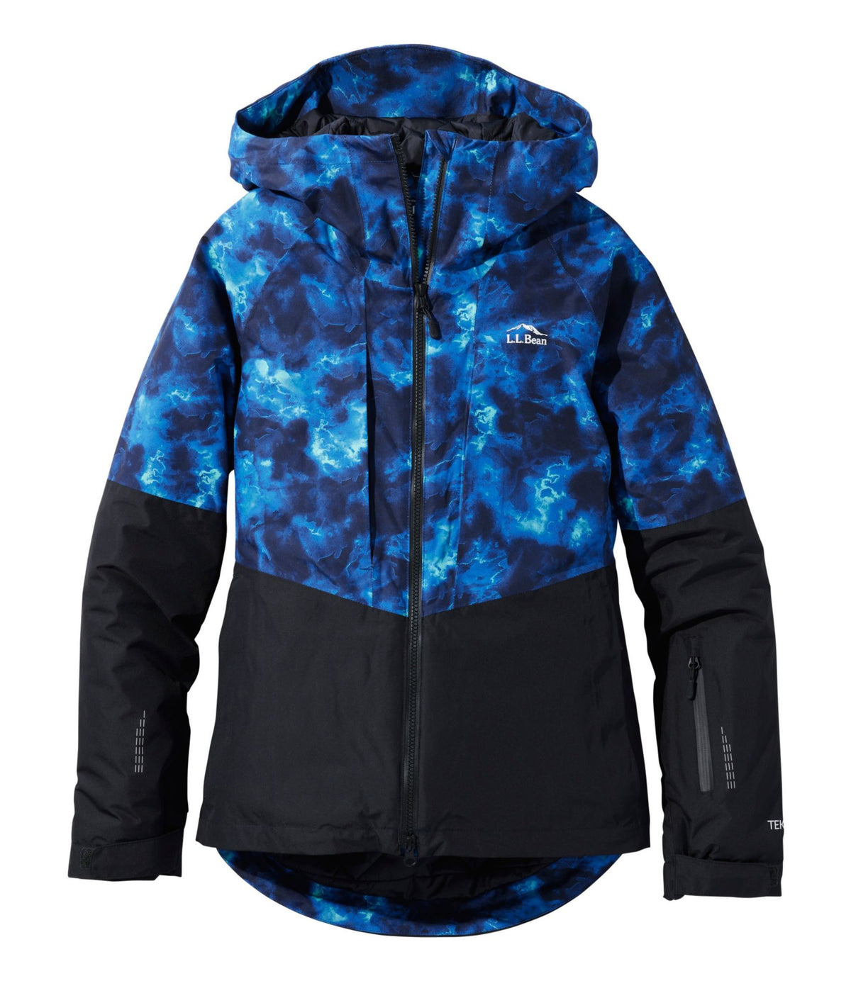 L.L.Bean Women's Wildcat Waterproof Ski Jacket, Print Deep Glacier Blue Marble