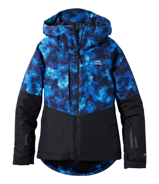 L.L.Bean Women's Wildcat Waterproof Ski Jacket, Print Deep Glacier Blue Marble