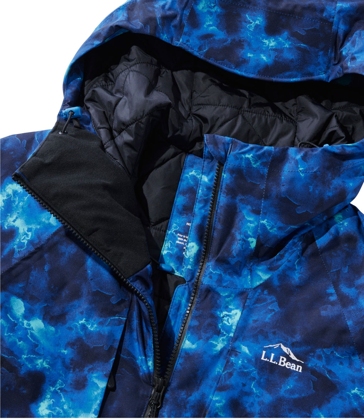 L.L.Bean Women's Wildcat Waterproof Ski Jacket, Print Deep Glacier Blue Marble
