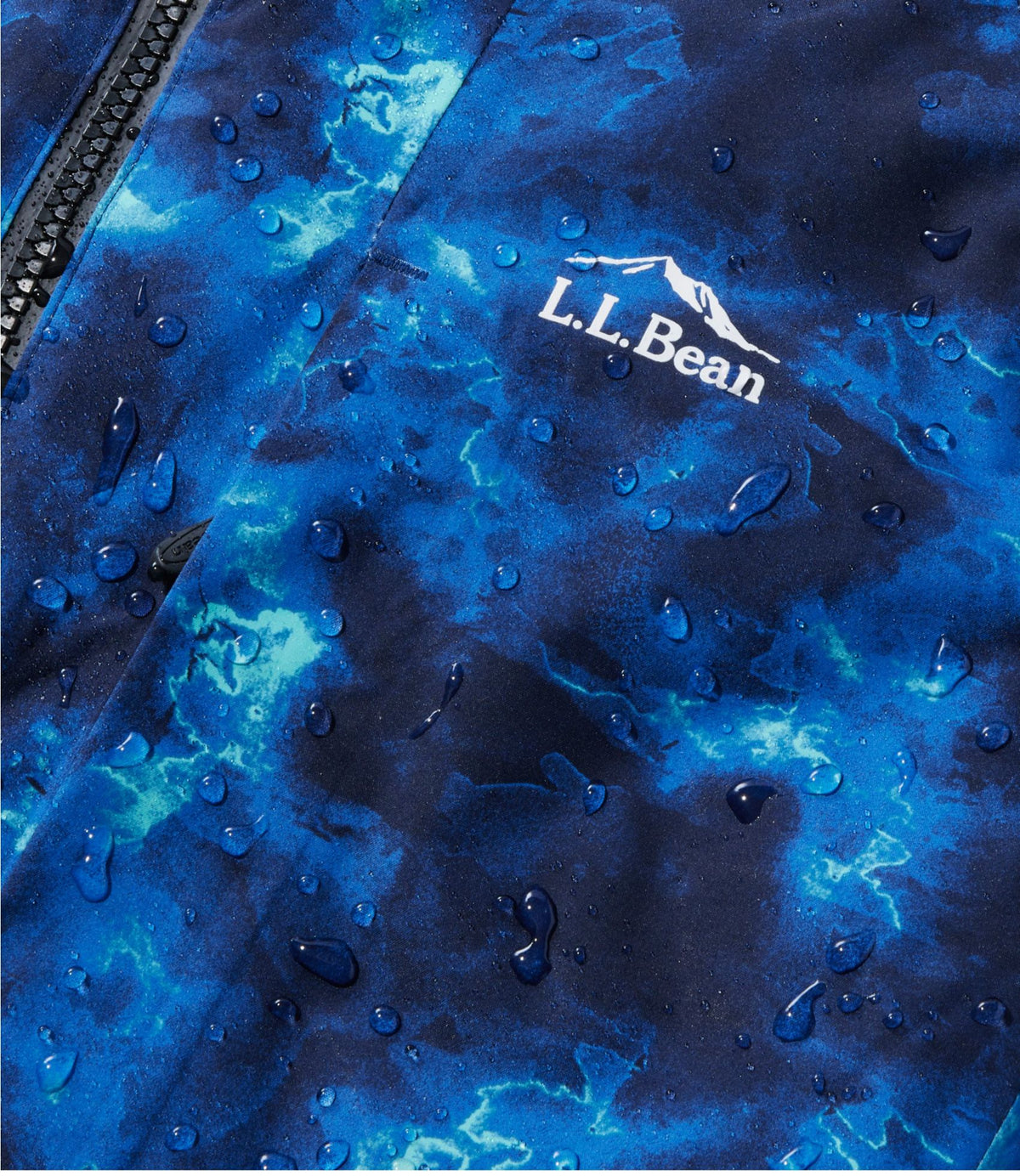 L.L.Bean Women's Wildcat Waterproof Ski Jacket, Print Deep Glacier Blue Marble