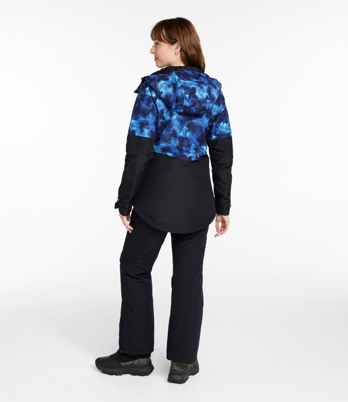 L.L.Bean Women's Wildcat Waterproof Ski Jacket, Print Deep Glacier Blue Marble