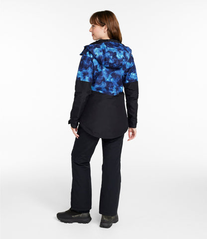 L.L.Bean Women's Wildcat Waterproof Ski Jacket, Print Deep Glacier Blue Marble