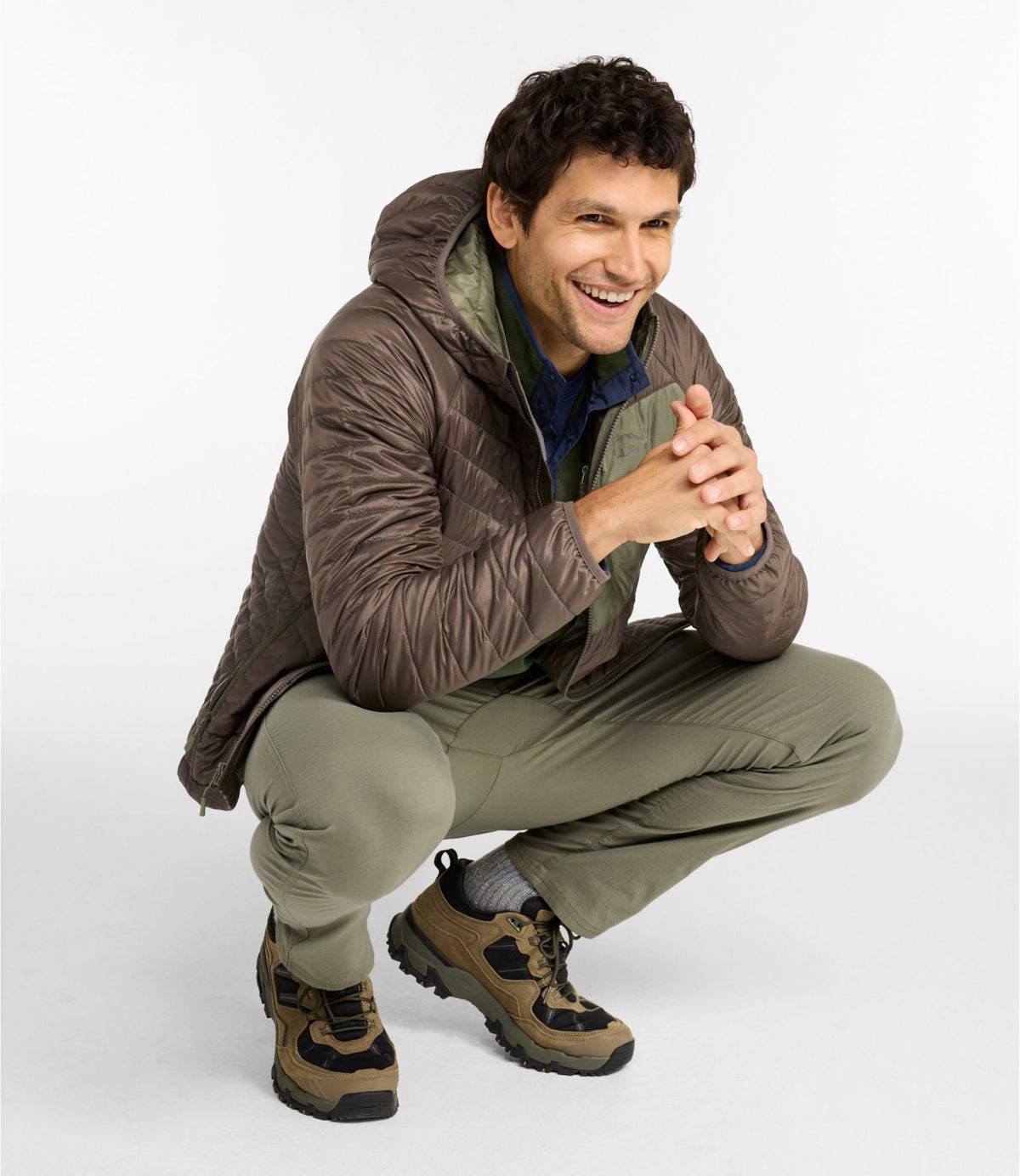 L.L.Bean Men's PrimaLoft Packaway Hooded Jacket Carbon Navy