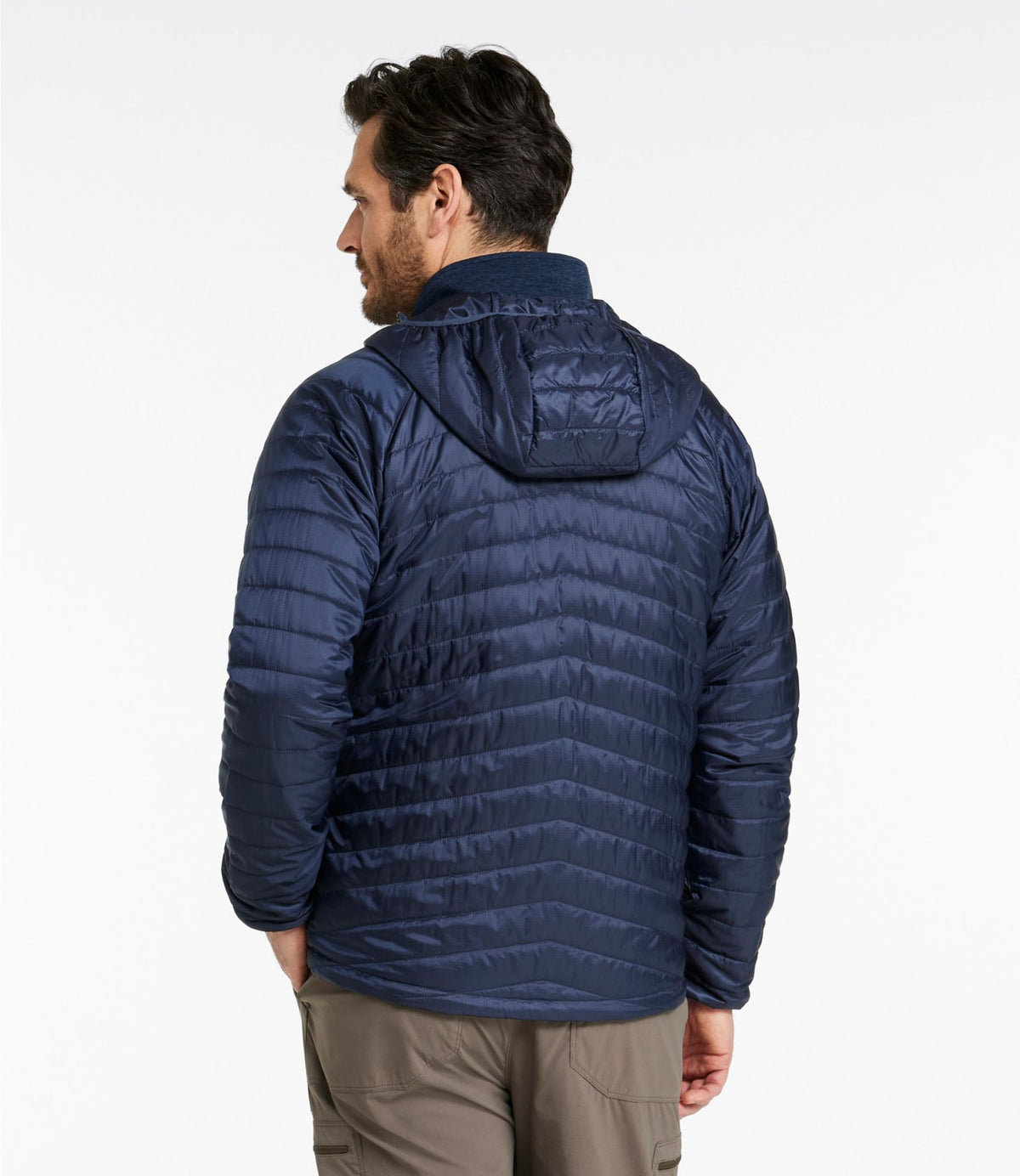L.L.Bean Men's PrimaLoft Packaway Hooded Jacket Carbon Navy