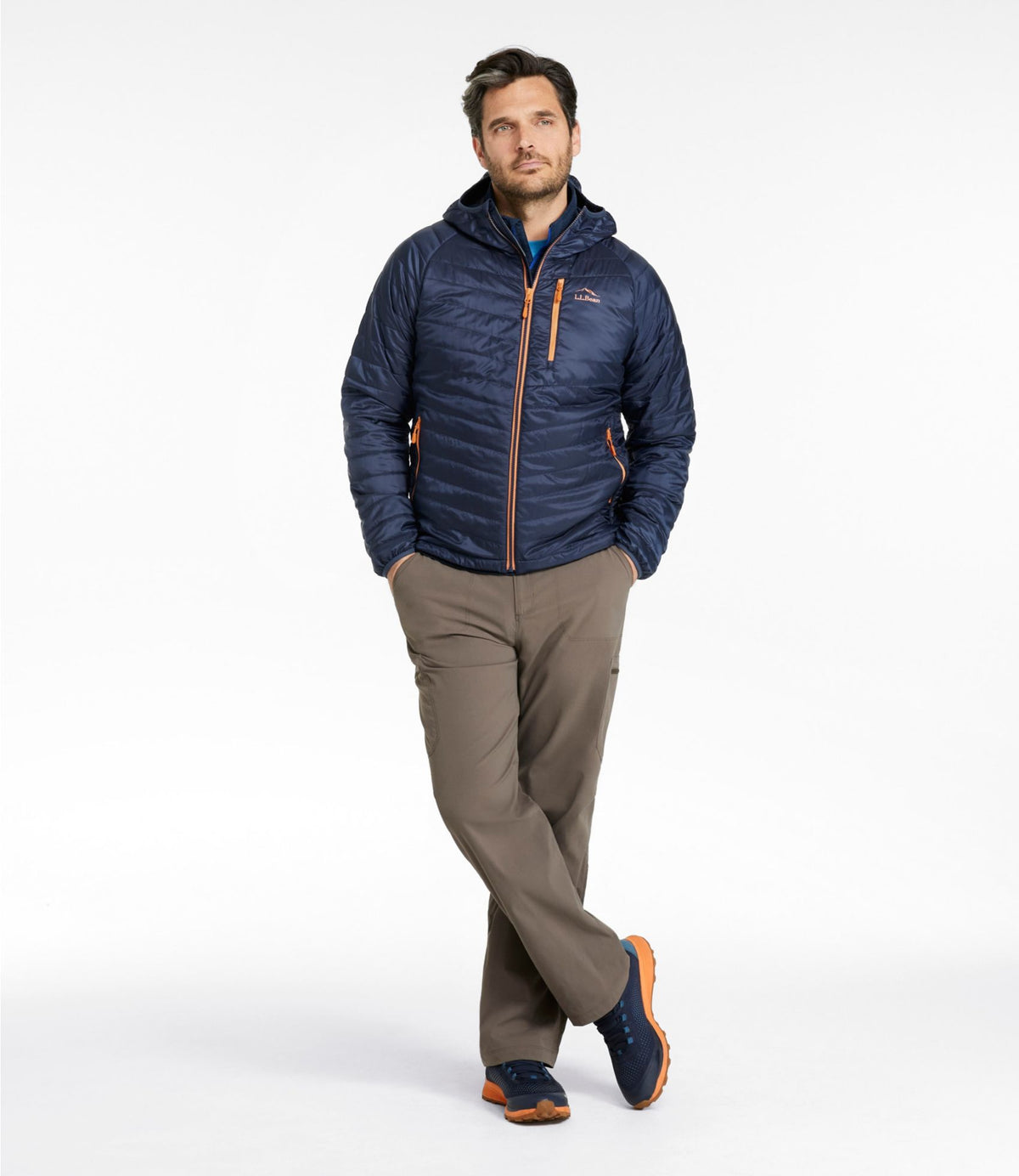 L.L.Bean Men's PrimaLoft Packaway Hooded Jacket Carbon Navy