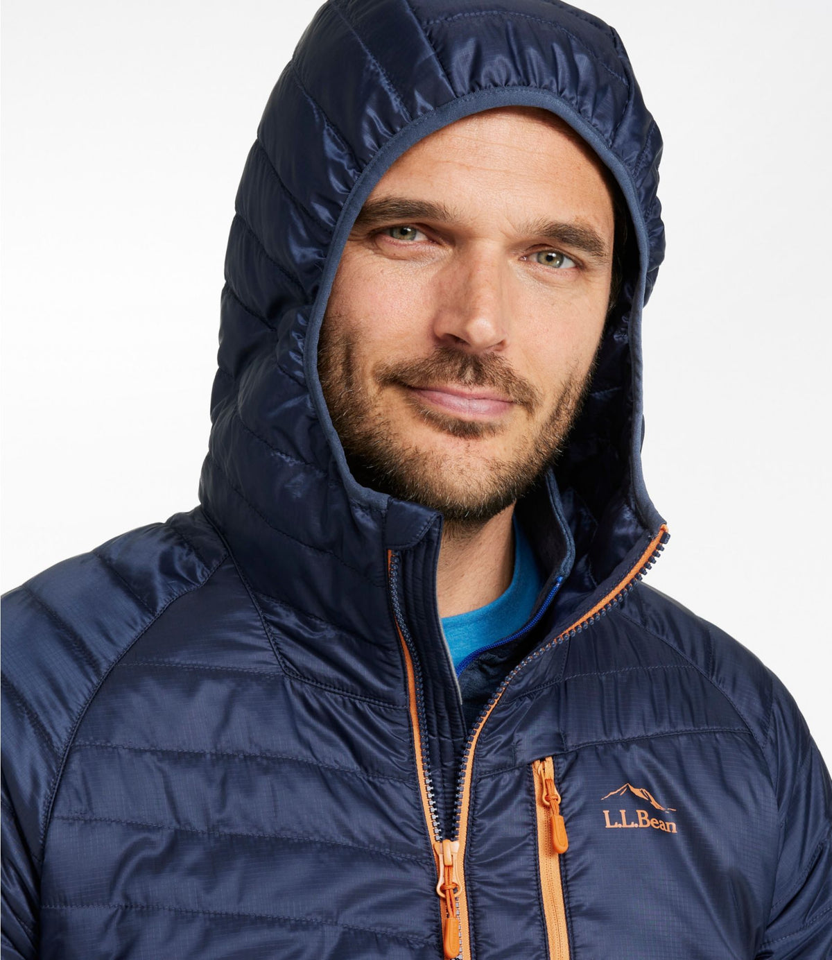 L.L.Bean Men's PrimaLoft Packaway Hooded Jacket Carbon Navy