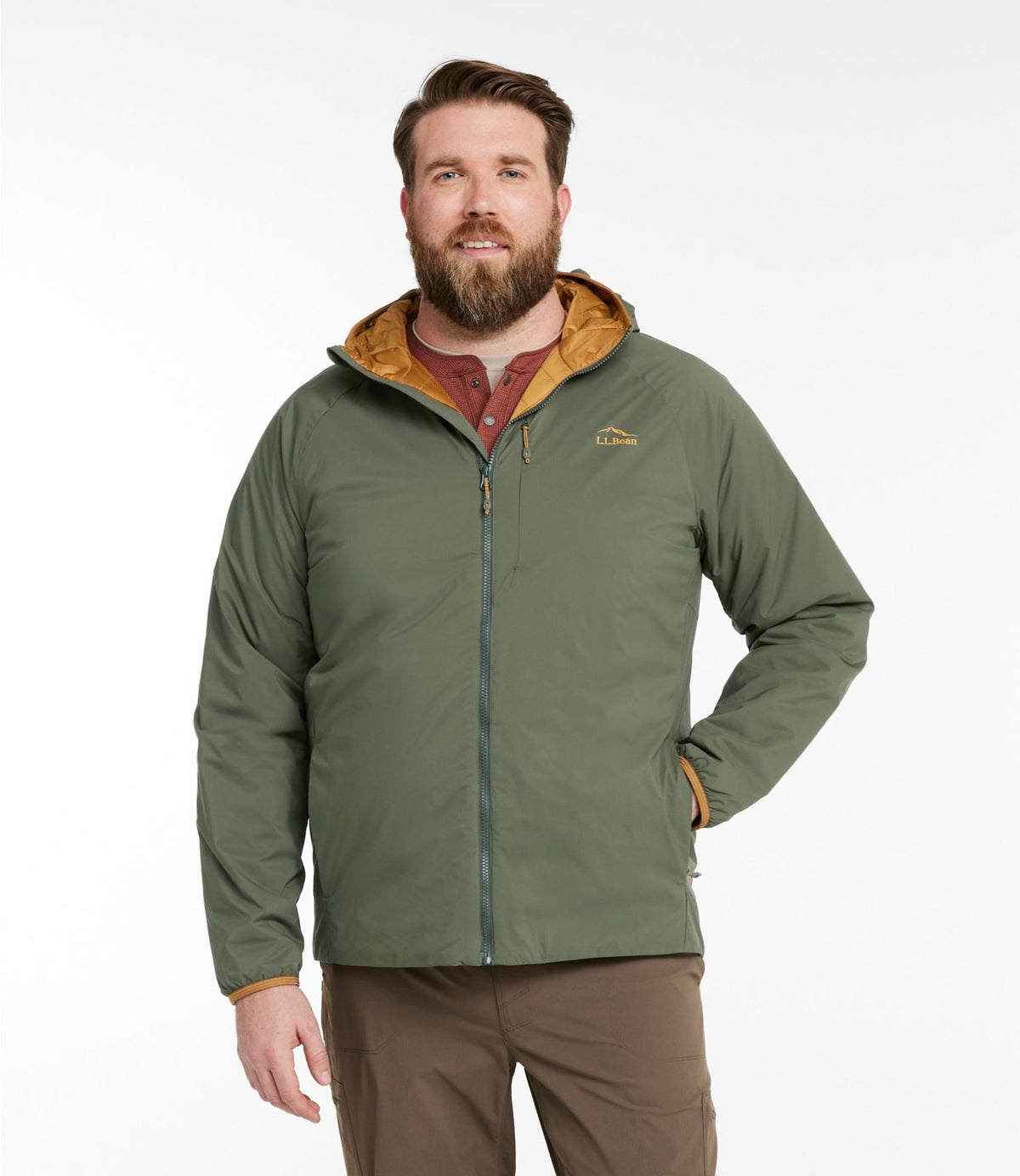 L.L.Bean Men's PrimaLoft Packaway Air Hoodie Dark Loden