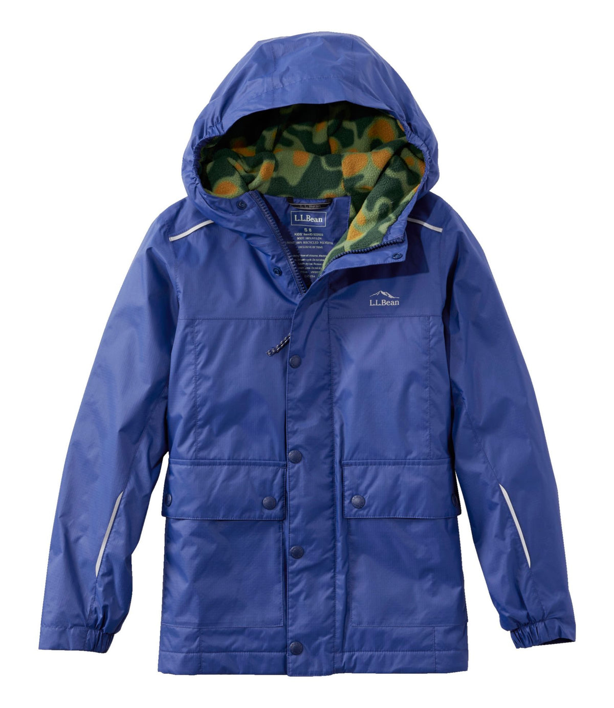 L.L.Bean Kids' Puddle Stomper Rain Jacket, Lined Dark Royal Blue