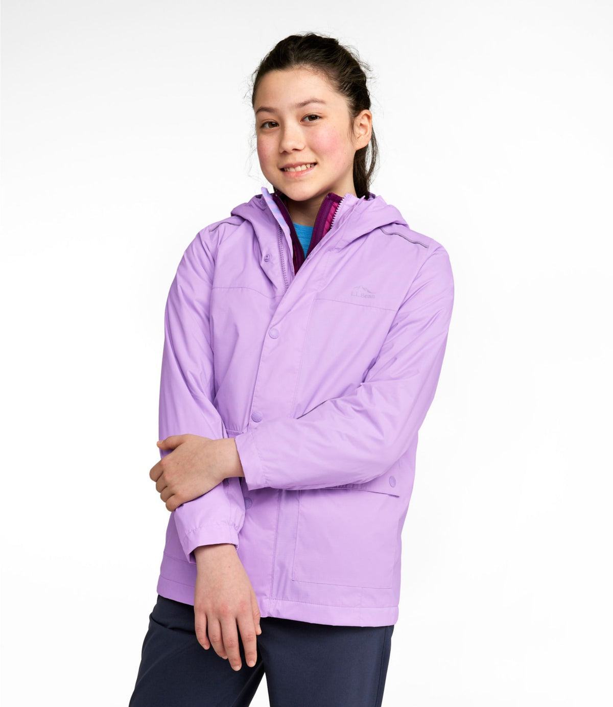 L.L.Bean Kids' Puddle Stomper Rain Jacket, Lined Dark Royal Blue