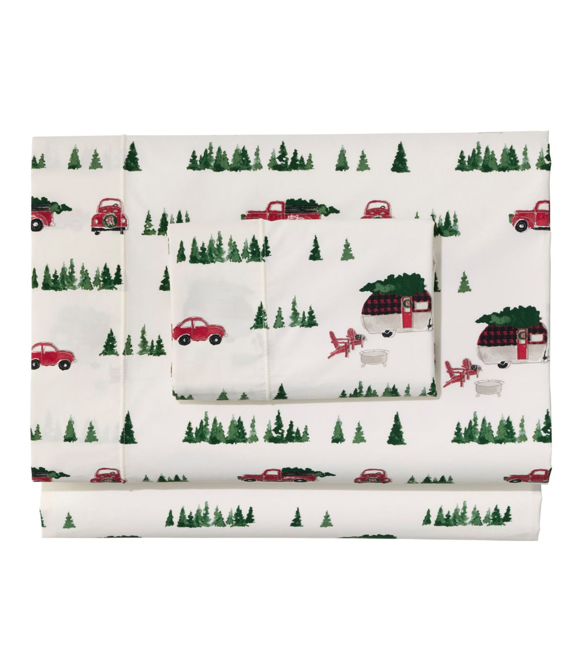 L.L.Bean Holiday Percale Sheet Set Sea Salt