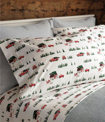 L.L.Bean Holiday Percale Sheet Set Sea Salt