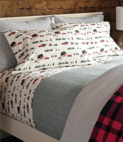 L.L.Bean Holiday Percale Sheet Set Sea Salt