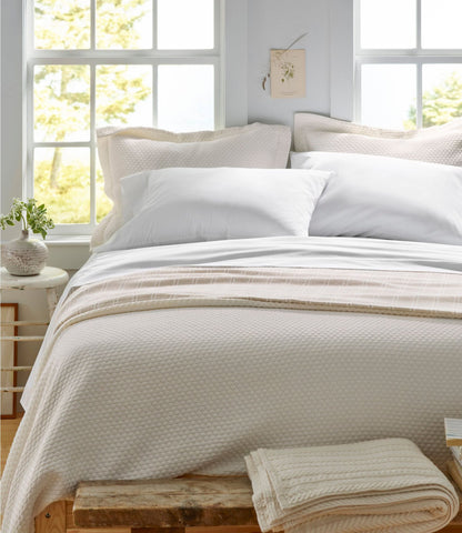 L.L.Bean Organic Honeycomb Matelassé Coverlet Bay Blue