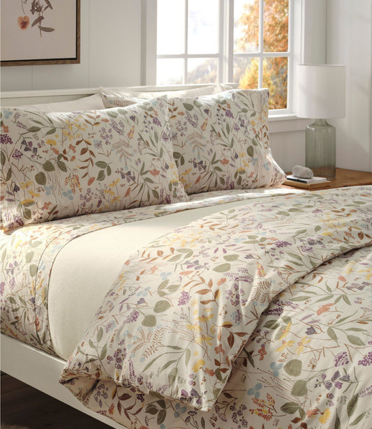L.L.Bean Birch Floral Percale Comforter Cover Collection Silver