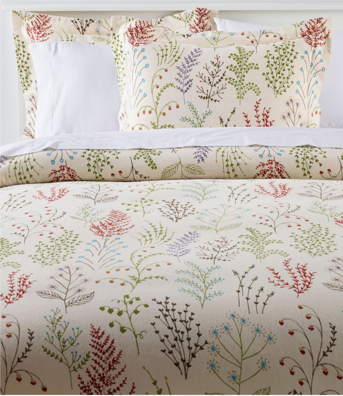 L.L.Bean Botanical Floral Flannel Comforter Cover Collection Botanical Floral